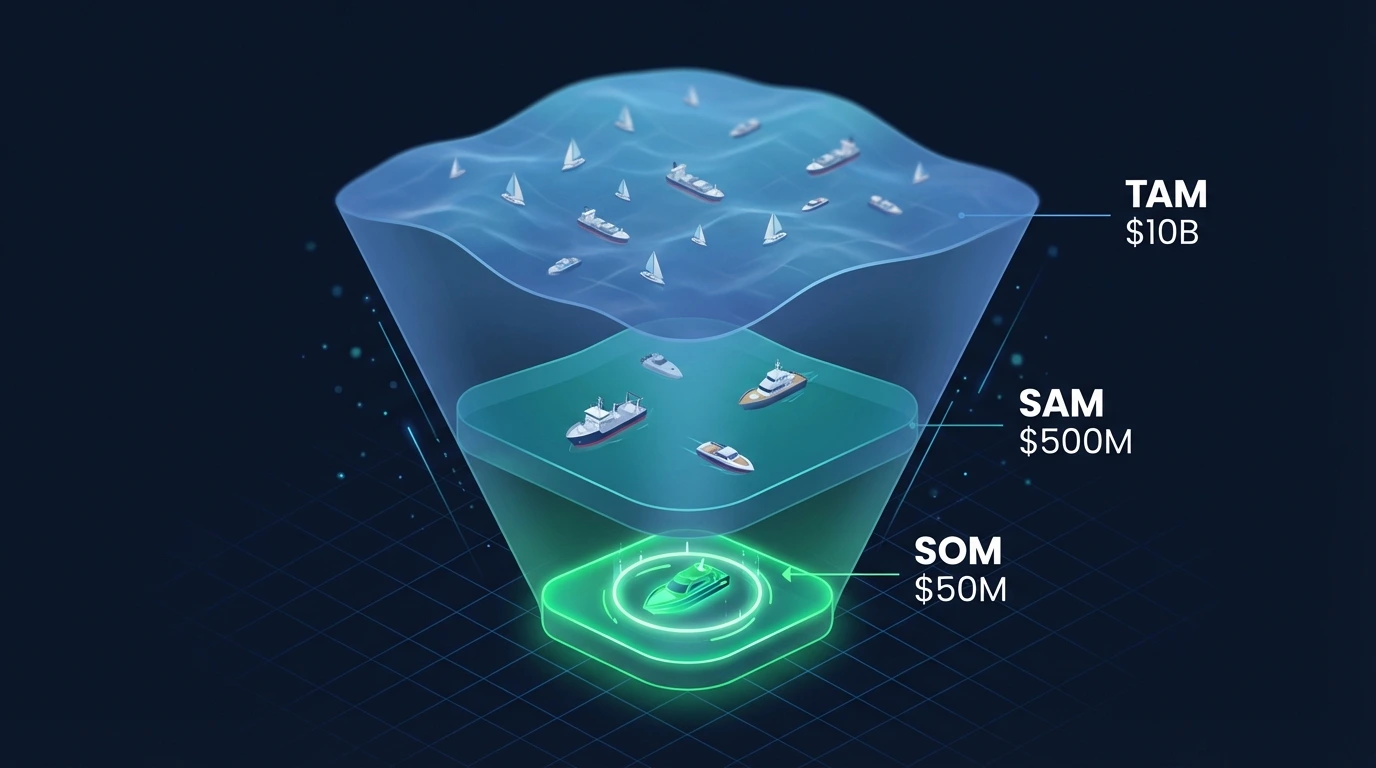 Market size calculator showing TAM SAM SOM breakdown
